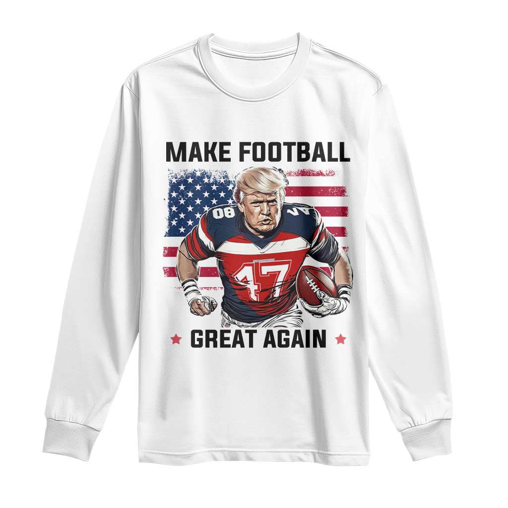 Make American Football Great Again Long Sleeve Shirt Funny Trump US Flag Vintage TS02 White Print Your Wear