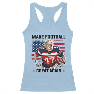 Make American Football Great Again Racerback Tank Top Funny Trump US Flag Vintage TS02 Light Blue Print Your Wear