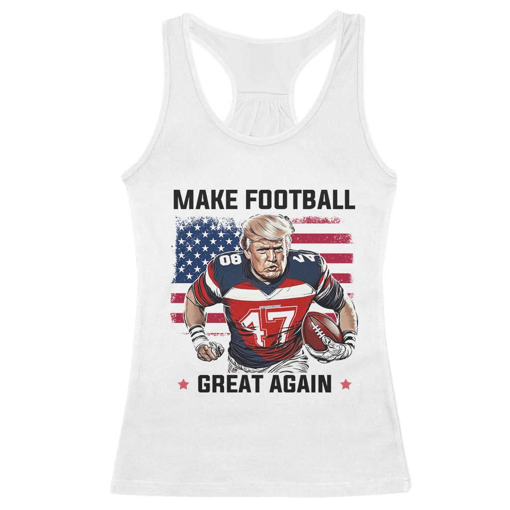 Make American Football Great Again Racerback Tank Top Funny Trump US Flag Vintage TS02 White Print Your Wear