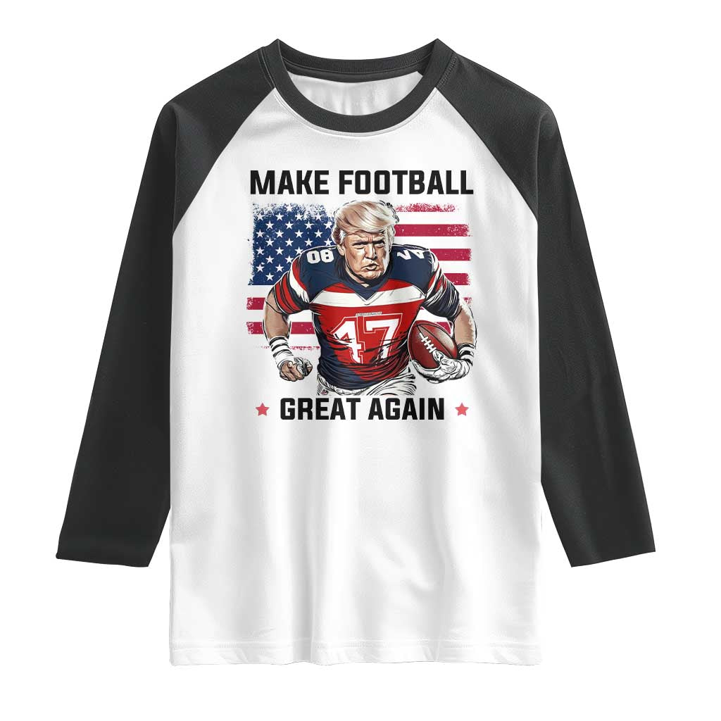 Make American Football Great Again Raglan Shirt Funny Trump US Flag Vintage TS02 White Black Print Your Wear