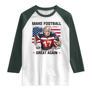 Make American Football Great Again Raglan Shirt Funny Trump US Flag Vintage TS02 White Dark Forest Green Print Your Wear