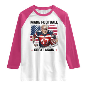 Make American Football Great Again Raglan Shirt Funny Trump US Flag Vintage TS02 White Heliconia Print Your Wear
