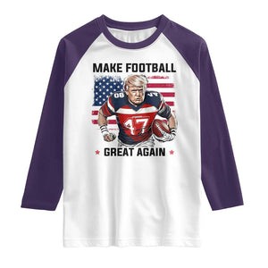 Make American Football Great Again Raglan Shirt Funny Trump US Flag Vintage TS02 White Purple Print Your Wear