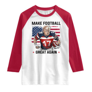 Make American Football Great Again Raglan Shirt Funny Trump US Flag Vintage TS02 White Red Print Your Wear