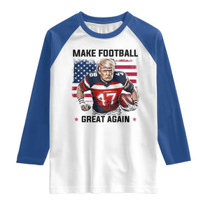 Make American Football Great Again Raglan Shirt Funny Trump US Flag Vintage TS02 White Royal Print Your Wear