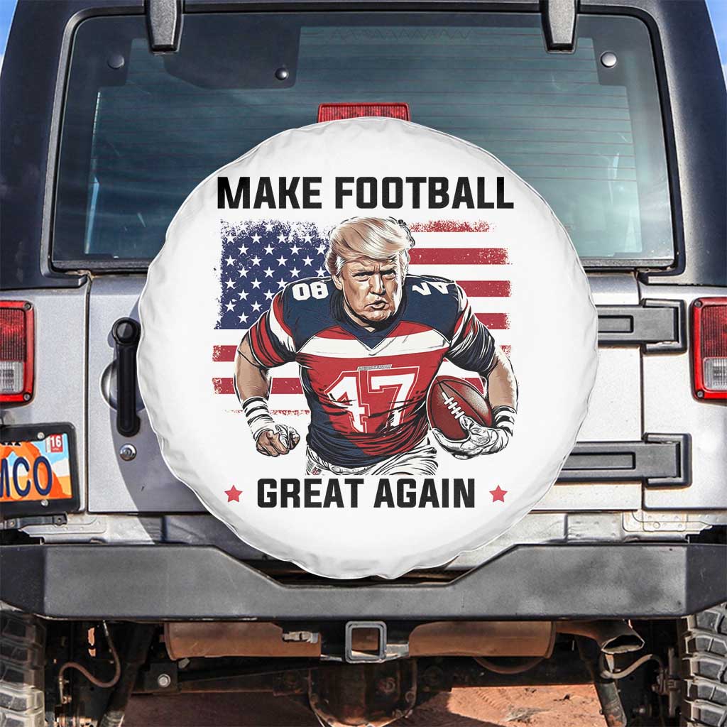 Make American Football Great Again Spare Tire Cover Funny Trump US Flag Vintage TS02 No hole White Print Your Wear