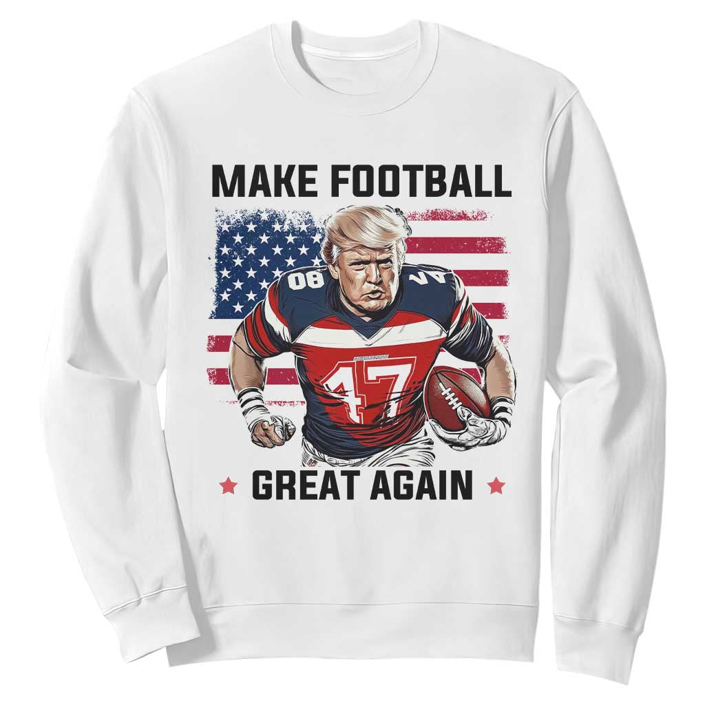 Make American Football Great Again Sweatshirt Funny Trump US Flag Vintage TS02 White Print Your Wear