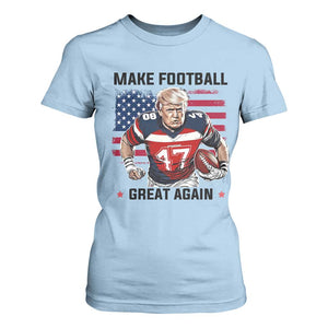 Make American Football Great Again T Shirt For Women Funny Trump US Flag Vintage TS02 Light Blue Print Your Wear