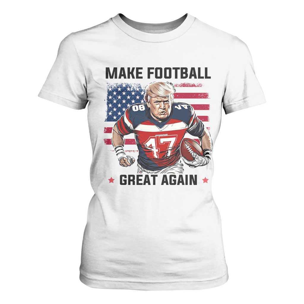 Make American Football Great Again T Shirt For Women Funny Trump US Flag Vintage TS02 White Print Your Wear