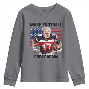 Make American Football Great Again Youth Sweatshirt Funny Trump US Flag Vintage TS02 Charcoal Print Your Wear