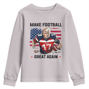Make American Football Great Again Youth Sweatshirt Funny Trump US Flag Vintage TS02 Ice Gray Print Your Wear