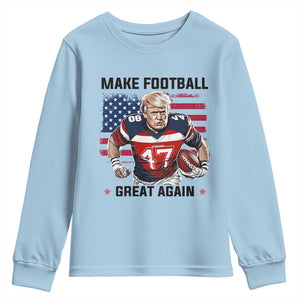 Make American Football Great Again Youth Sweatshirt Funny Trump US Flag Vintage TS02 Light Blue Print Your Wear