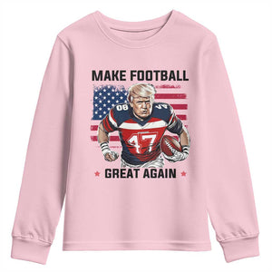 Make American Football Great Again Youth Sweatshirt Funny Trump US Flag Vintage TS02 Light Pink Print Your Wear