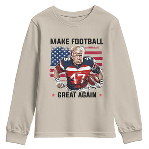Make American Football Great Again Youth Sweatshirt Funny Trump US Flag Vintage TS02 Sand Print Your Wear