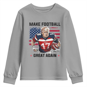Make American Football Great Again Youth Sweatshirt Funny Trump US Flag Vintage TS02 Sport Gray Print Your Wear