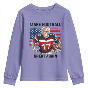 Make American Football Great Again Youth Sweatshirt Funny Trump US Flag Vintage TS02 Violet Print Your Wear