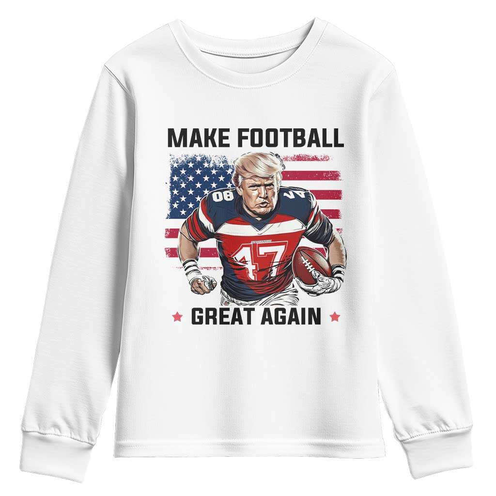 Make American Football Great Again Youth Sweatshirt Funny Trump US Flag Vintage TS02 White Print Your Wear