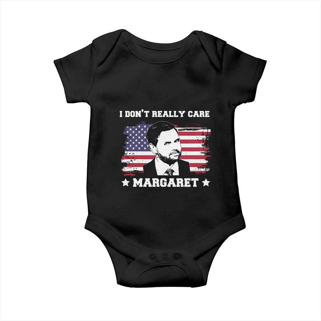 Funny JD Vance Baby Onesie I Don't Really Care Margaret American Flag TS02 Black Print Your Wear