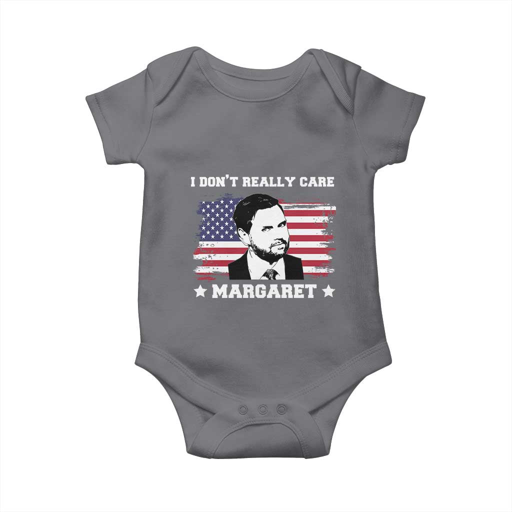Funny JD Vance Baby Onesie I Don't Really Care Margaret American Flag TS02 Charcoal Print Your Wear