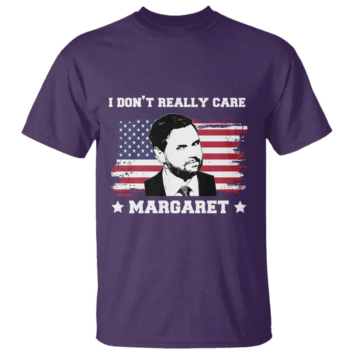 Funny JD Vance T Shirt I Don't Really Care Margaret American Flag TS02 Purple Print Your Wear