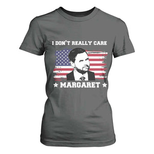 Funny JD Vance T Shirt For Women I Don't Really Care Margaret American Flag TS02 Dark Heather Print Your Wear