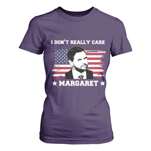 Funny JD Vance T Shirt For Women I Don't Really Care Margaret American Flag TS02 Purple Print Your Wear