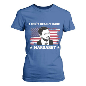 Funny JD Vance T Shirt For Women I Don't Really Care Margaret American Flag TS02 Royal Blue Print Your Wear