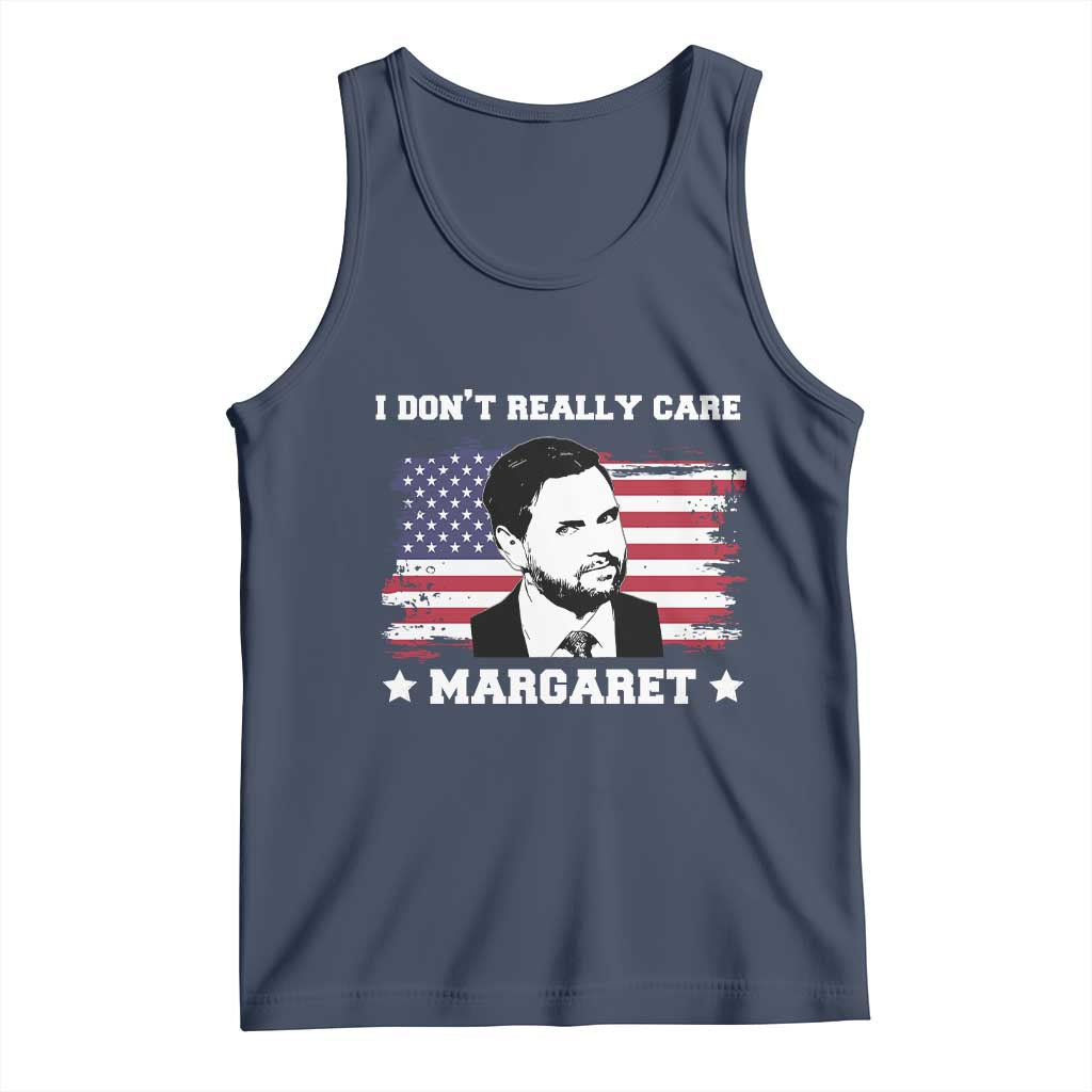 Funny JD Vance Tank Top I Don't Really Care Margaret American Flag TS02 Navy Print Your Wear