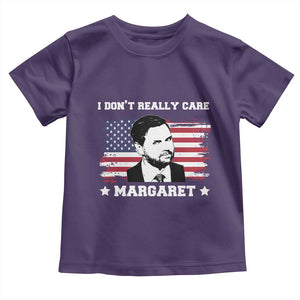 Funny JD Vance Toddler T Shirt I Don't Really Care Margaret American Flag TS02 Purple Print Your Wear
