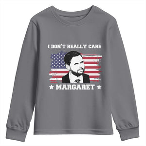 Funny JD Vance Youth Sweatshirt I Don't Really Care Margaret American Flag TS02 Charcoal Print Your Wear