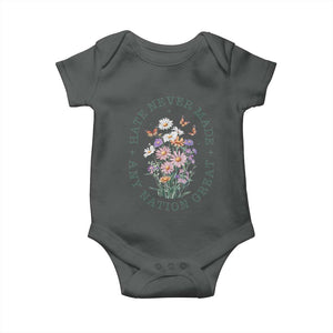 Hate Never Made Any Nation Great Baby Onesie Botanical Floral Butterflies Retro TS02 Dark Heather Print Your Wear