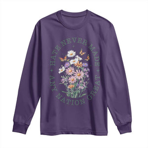 Hate Never Made Any Nation Great Long Sleeve Shirt Botanical Floral Butterflies Retro TS02 Purple Print Your Wear