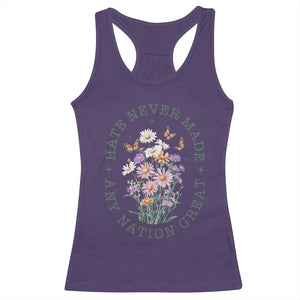 Hate Never Made Any Nation Great Racerback Tank Top Botanical Floral Butterflies Retro TS02 Purple Print Your Wear