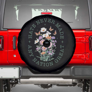 Hate Never Made Any Nation Great Spare Tire Cover Botanical Floral Butterflies Retro TS02 Black Print Your Wear