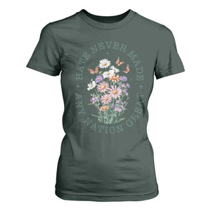 Hate Never Made Any Nation Great T Shirt For Women Botanical Floral Butterflies Retro TS02 Dark Forest Green Print Your Wear