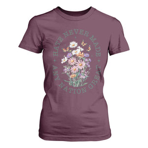 Hate Never Made Any Nation Great T Shirt For Women Botanical Floral Butterflies Retro TS02 Maroon Print Your Wear