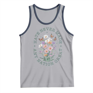 Hate Never Made Any Nation Great Tank Top Botanical Floral Butterflies Retro TS02 Athletic Heather Navy Print Your Wear