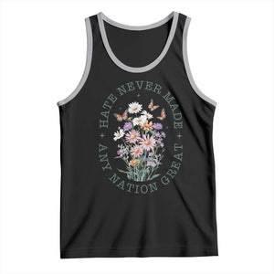 Hate Never Made Any Nation Great Tank Top Botanical Floral Butterflies Retro TS02 Black Athletic Heather Print Your Wear