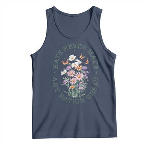 Hate Never Made Any Nation Great Tank Top Botanical Floral Butterflies Retro TS02 Navy Print Your Wear