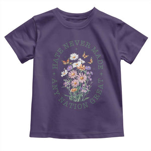 Hate Never Made Any Nation Great Toddler T Shirt Botanical Floral Butterflies Retro TS02 Purple Print Your Wear