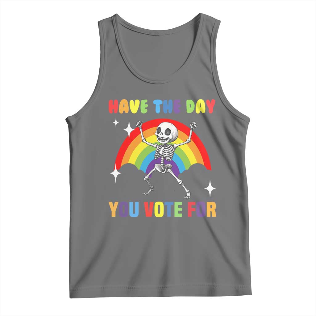 Sarcastic Skeleton Tank Top Have The Day You Voted For TS02 Black Heather Print Your Wear