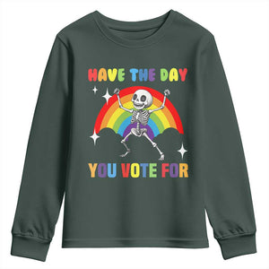 Sarcastic Skeleton Youth Sweatshirt Have The Day You Voted For TS02 Dark Forest Green Print Your Wear
