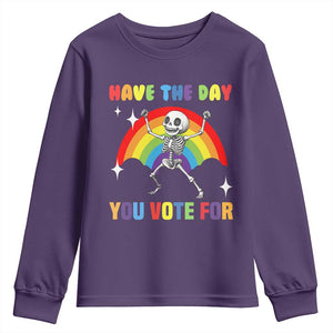 Sarcastic Skeleton Youth Sweatshirt Have The Day You Voted For TS02 Purple Print Your Wear