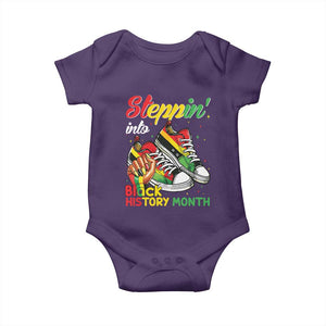 Stepping Into Black History Month Baby Onesie Black Girls Sneakers TS02 Purple Print Your Wear