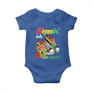 Stepping Into Black History Month Baby Onesie Black Girls Sneakers TS02 Royal Blue Print Your Wear