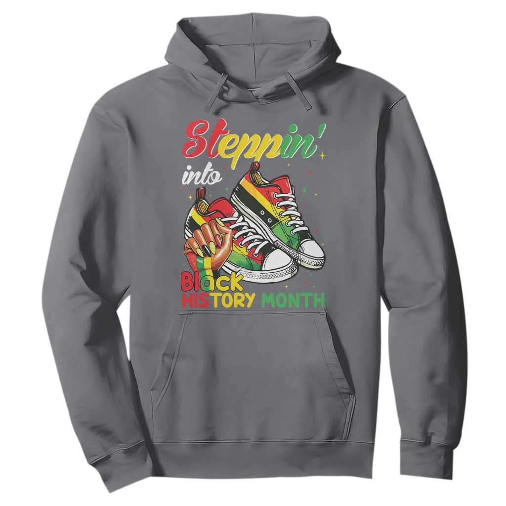 Stepping Into Black History Month Hoodie Black Girls Sneakers TS02 Charcoal Print Your Wear