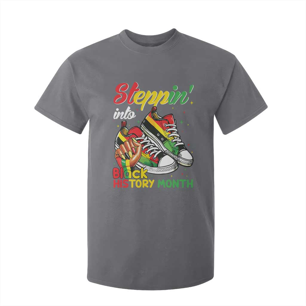 Stepping Into Black History Month T Shirt For Kid Black Girls Sneakers TS02 Charcoal Print Your Wear