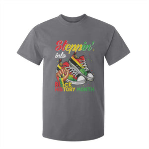 Stepping Into Black History Month T Shirt For Kid Black Girls Sneakers TS02 Charcoal Print Your Wear