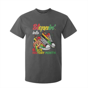 Stepping Into Black History Month T Shirt For Kid Black Girls Sneakers TS02 Dark Heather Print Your Wear