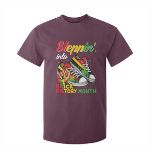 Stepping Into Black History Month T Shirt For Kid Black Girls Sneakers TS02 Maroon Print Your Wear